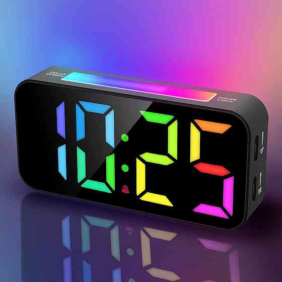 Цифровой будильник Netzu с LED подсветкой, ночным светом, USB зарядка, 2 будильника, регулируемая яр Киев