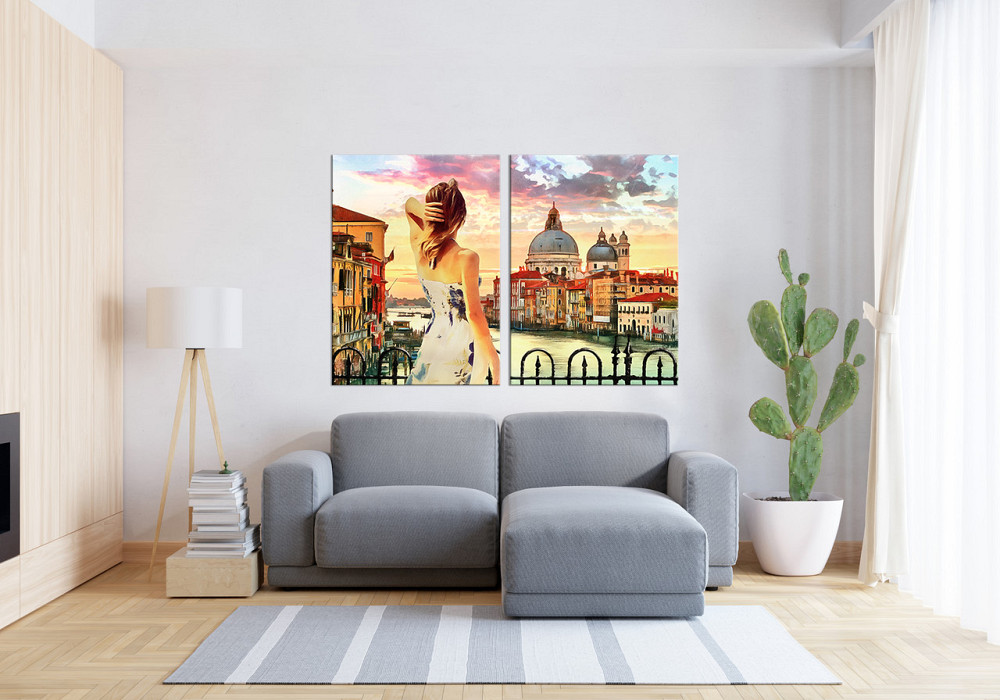 Модульная картина в гостиную / спальню  Дівчина в Венеції  TLV-2_056 70x102 см Київ - фото 3
