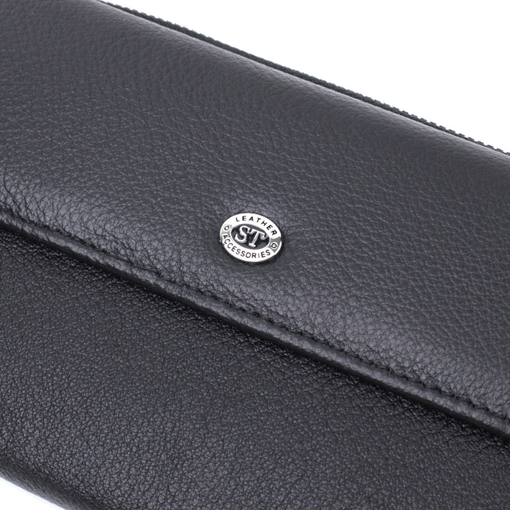 Жіноче шкіряне портмоне з блоком для карток, чорне (ST Leather) Київ - фото 16