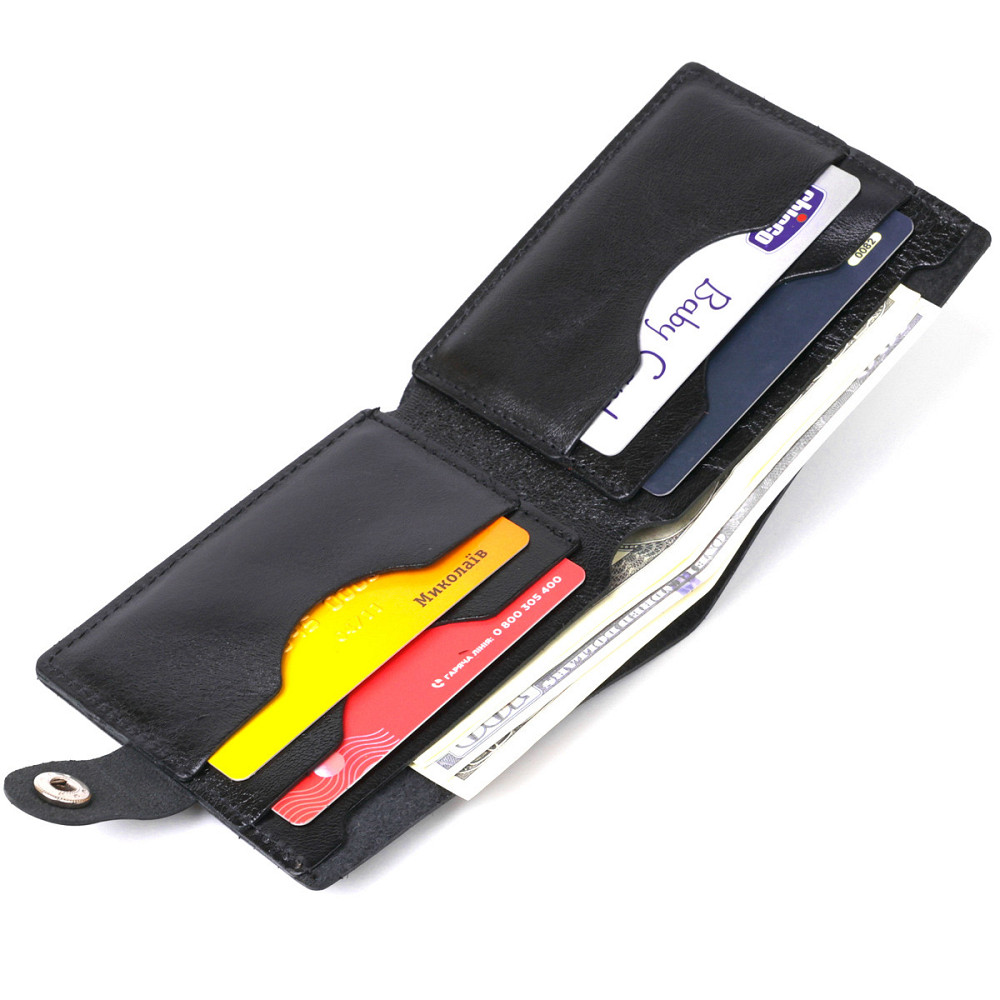 Небольшое кожаное портмоне для мужчин Черный (SHVIGEL) Киев - изображение 1