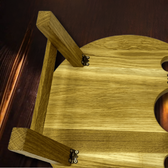 Винний столик з дуба, піднос складний для сервірування та сніданку в ліжку, круглий з ніжками діаметр 35см Кам'янець-Подільський