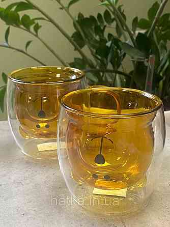 Піала без ручки чашка подвійне скло Olens "Янтарний Умка" 250 мл бурштиновий Київ