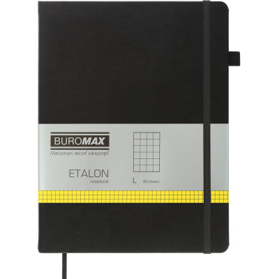 Книга записна Buromax Etalon 190x250 мм 96 аркушів в клітинку обкладинка зі штучної шкіри Чорна (BM.292160-01) Вінниця - фото 1