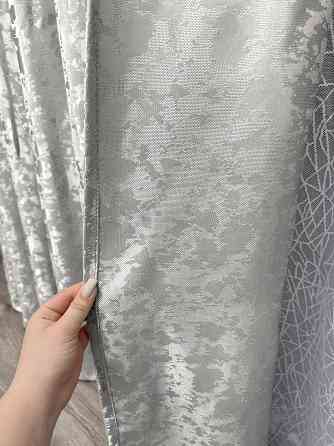 Комплект штор VR-Textil Льон Мармур 200х270 2шт і Тюль 500х270 1263ш-1672т Світло-сірий з білим 71-167/6 Київ