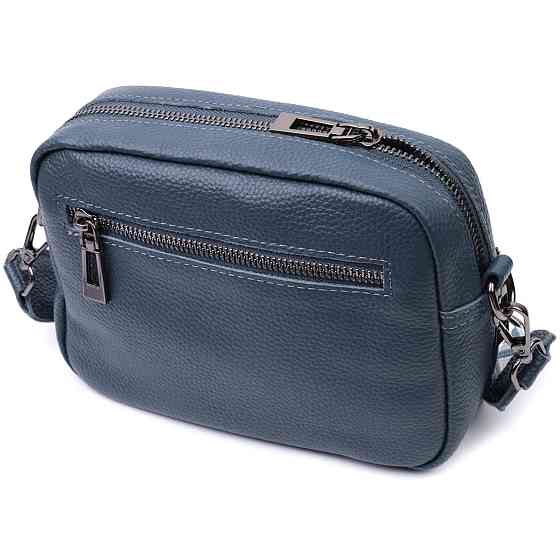 Оригінальна сумка жіноча з накладною кишенею з натуральної шкіри Vintage 22641 Синя Київ