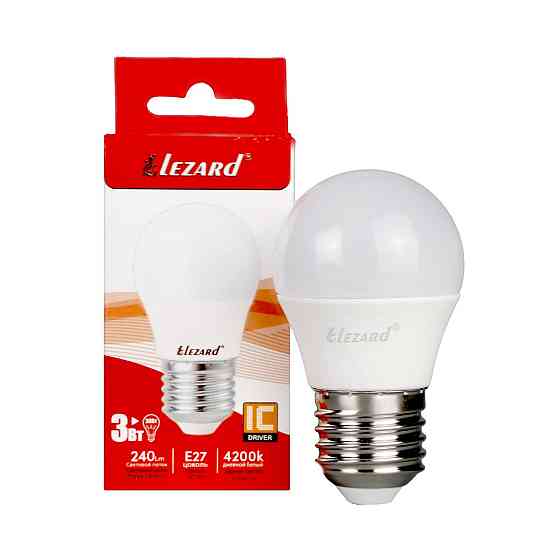 Лампа светодиодная LED GLOB A45 3W 4200 E27 220V Lezard Харьков