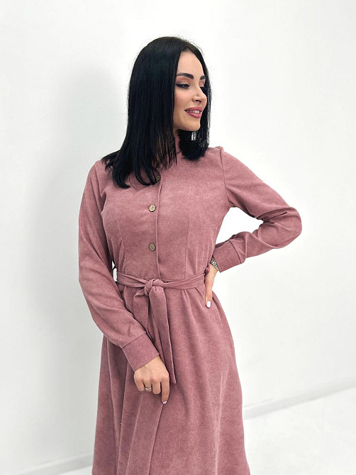 Вельветовое платье миди Ofelia 42-44, Трехнитка начес, Фрезовый Киев - изображение 3