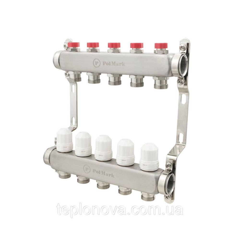 Колектор нержавійка на 5 пар виходів  "Polmark" для теплої підлоги та радіаторів Чернівці - фото 1