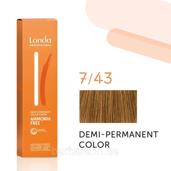 Тонуюча безаміачна фарба для волосся Londа Demi-Permanent Color 7/43 блонд медно-золотистый Киев