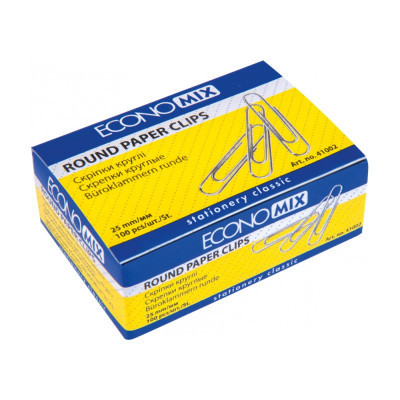 Скріпки канцелярські Economix 25 мм кругла, 100шт (E41002) Вінниця - фото 1