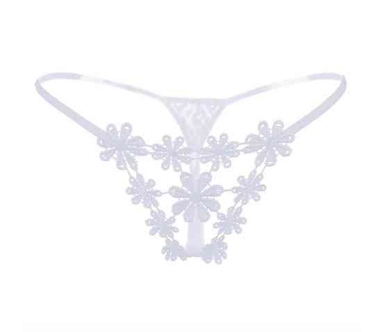 Еротичні стрінги білі "Ромашки" - розмір універсальний (на резинці), в талії до 90см Київ