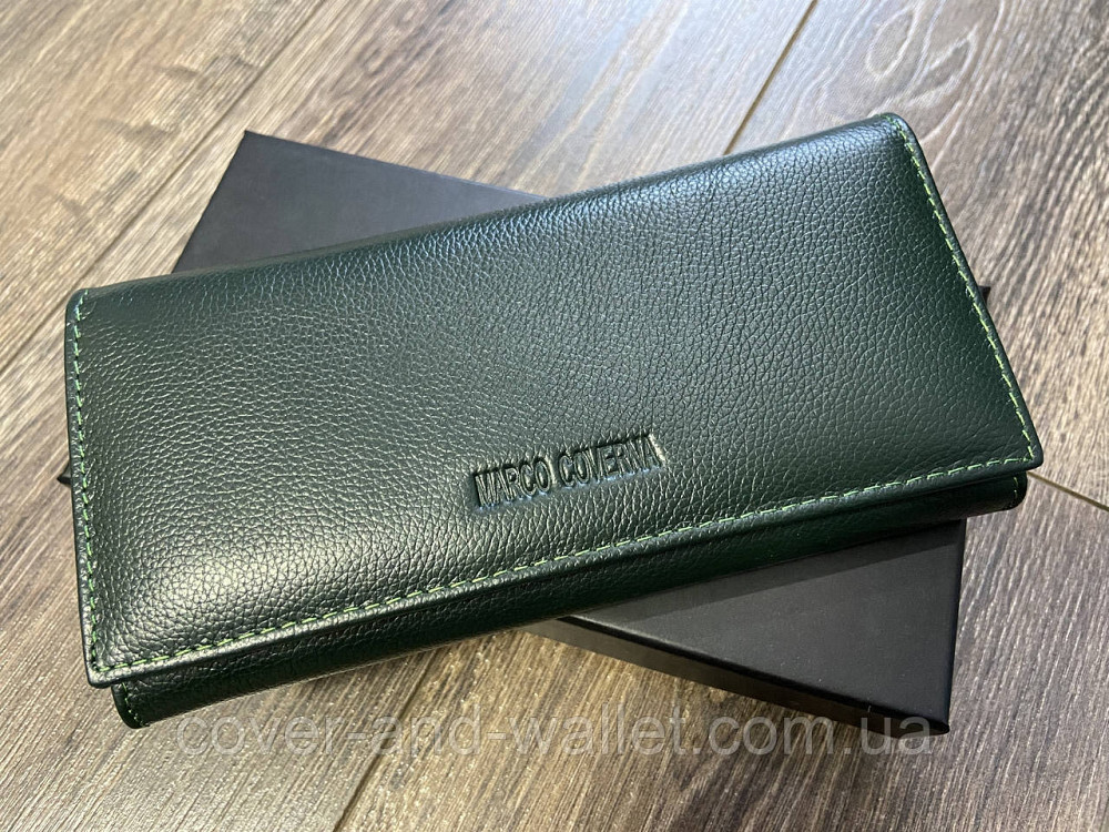 Класичний жіночий гаманець на магнітній застібці зеленого кольору Marco Coverna Київ - фото 1
