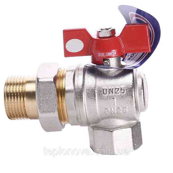 Кран шаровый угловой с американкой SOLOMON 1″ УСИЛЕННЫЙ B1043 Черновцы