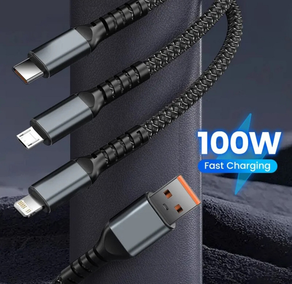 Універсальний зарядний кабель 3в1 на 100W Киев - изображение 2