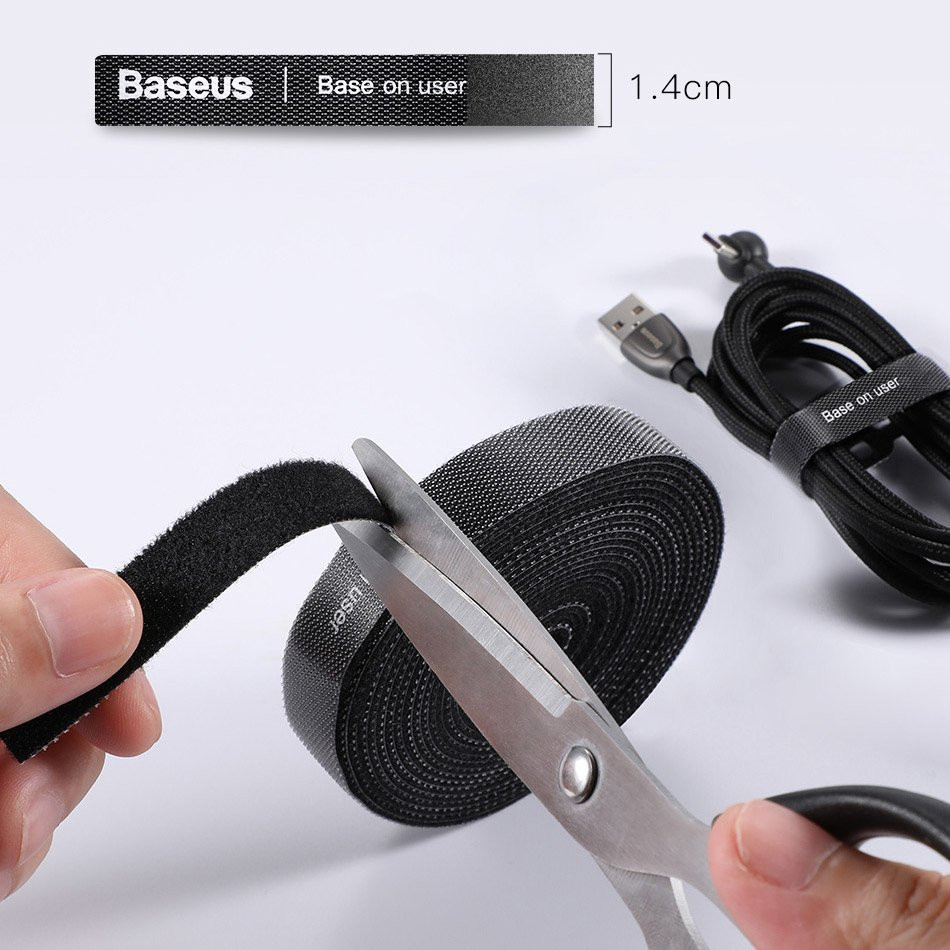 Стяжки для кабелів Baseus Colourful Circle Velcro strap 1m ACMGT-E01 (Чорний 1 шт.) Николаев - изображение 4