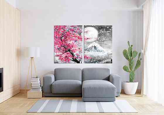 Модульная картина в гостиную / спальню Малюнок Рожеве дерево TLV-2_018 120х170  см Киев