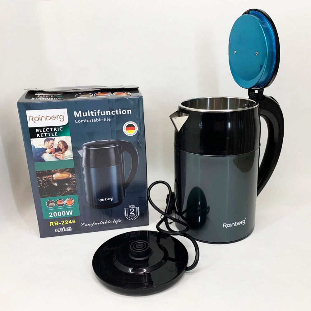 Электрический чайник бесшумный Rainberg, Чайники на подставке, Электрический чайник для дома на кухню JE-19 Львов - изображение 1