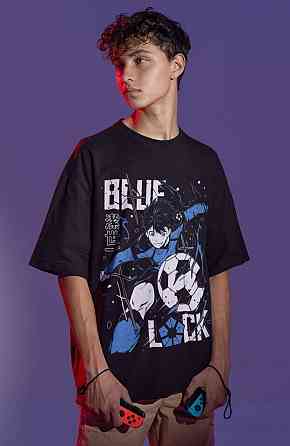 Футболка з аніме принтом Йоікхі Ісагі Блуе Локк оверсайз (S/M/L) Чорний AnimeJ0862 Дніпро