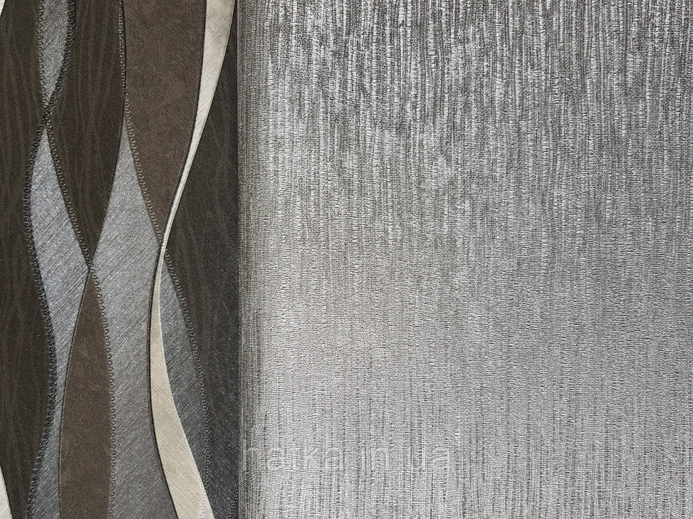 Шпалери вінілові на флізеліні гарячого тиснення DU&KA 1.06х10 вензель основа під штукатурку сірі коричневі Київ - фото 2