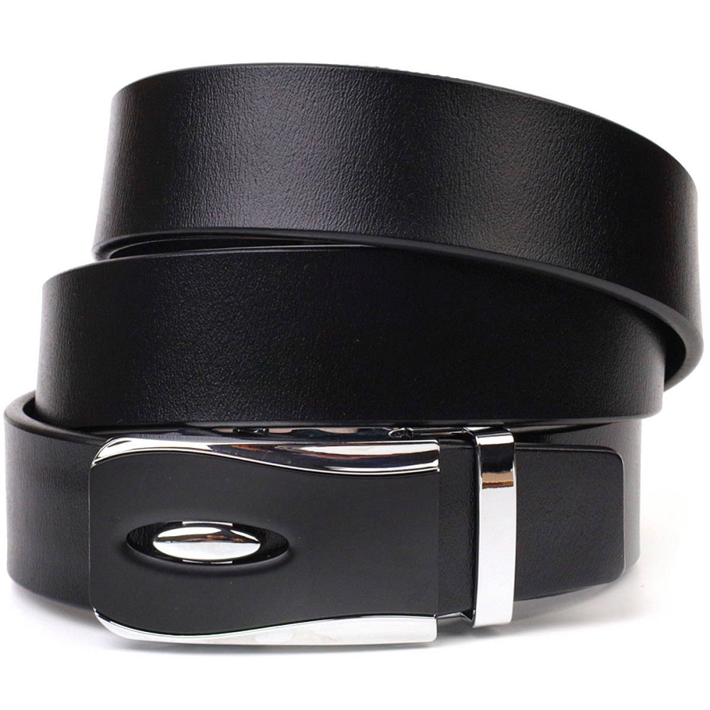 Брючний чоловічий ремінь із пряжкою автомат з натуральної шкіри 21465 Vintage Чорний Київ - фото 1