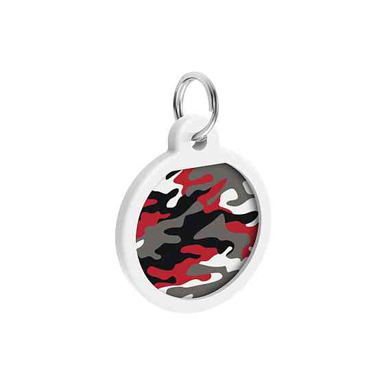 Адресник для собак та котів металічний WAUDOG Smart ID з QR паспортом, малюнок "Камо сірий", круг, Д 25 мм Київ