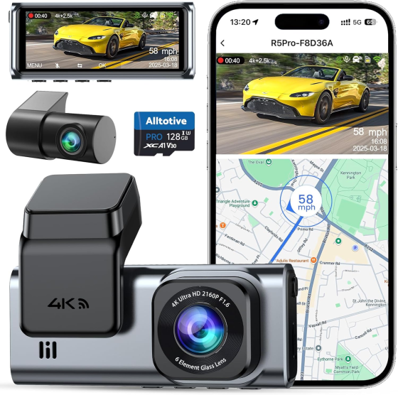 Видеорегистратор ALLTOTIVE R5 Pro 4K + 2.5K, 2 камеры, Wi-Fi 5 ГГц, GPS, карта 128 ГБ, IPS 3,16″, WDR Киев