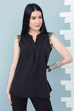 Літня блузка з мереживом "Diana" оптом | Розпродаж моделі Чорний, 42 Київ