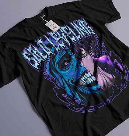 Футболка для хлопчика з аніме принтом Соло Левелінг Сунг Джінвоо оверсайз (зріст від 165 до 180) Чорний AnimeJ0863m Дніпро