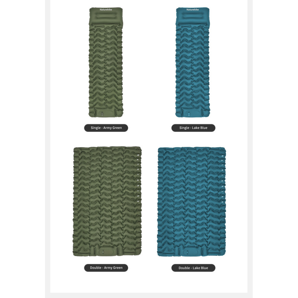 Матрац туристичний надувний одномісний  Naturehike CNK2550WS019, 200х60х6.5 см, синій із вбудованою помпою для надування Київ - фото 12