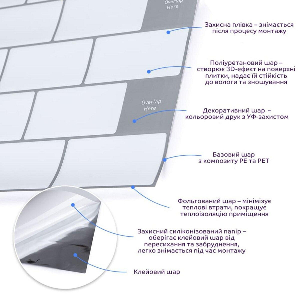 Самоклеюча поліуретанова плитка біла цегла 305х305х1мм (D) SW-00001193 Київ - фото 4