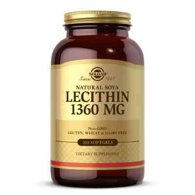 Амінокислота Solgar Лецитин невибілений 1360 мг, Natural Soya Lecithin, 100 жела (SOL01540) Вінниця
