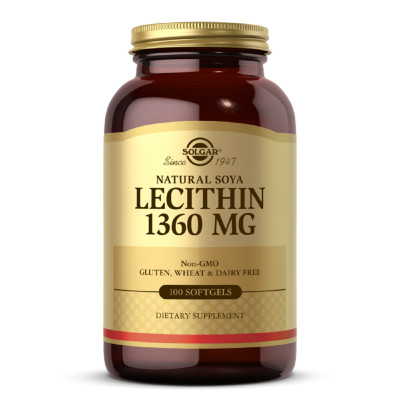 Амінокислота Solgar Лецитин невибілений 1360 мг, Natural Soya Lecithin, 100 жела (SOL01540) Вінниця - фото 1