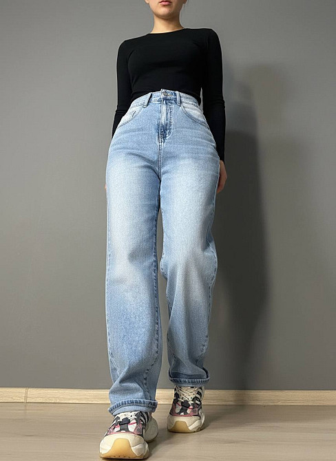 Джинси жіночі Liana 1-051 SKATER MOM з резинкою на талії великі розміри блакитні, блакитний, З4, 34, 96 см, 120 см Київ - фото 1