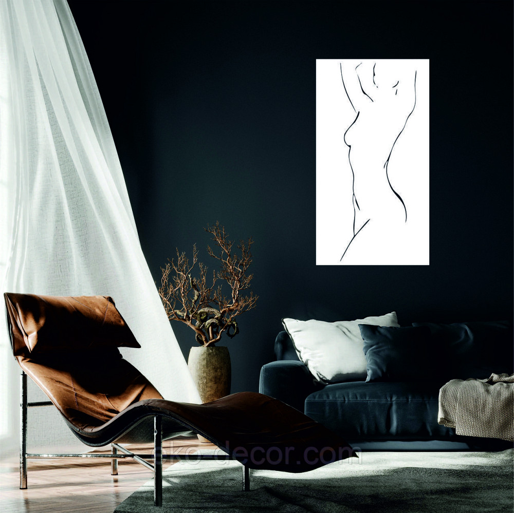 Декоративное настенное Панно «Силуэт женщины», Декор на стену 110*60 см, Белый Киев - изображение 1