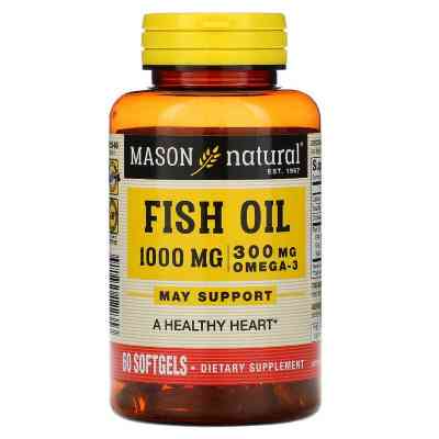 Жирные кислоты Mason Natural Рыбий жир с Омега-3, Omega-3 Fish Oil, 60 гелевых капсул (MAV-12235) Винница