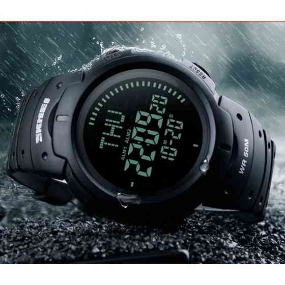 Мужские часы с компасом Skmei 1231 черные Киев