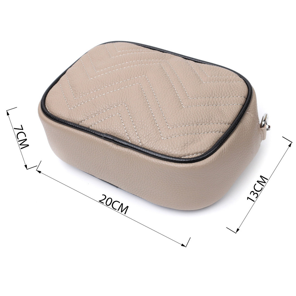 Жіноча вечірня сумка на ланцюжці з натуральної шкіри Vintage 22381 Бежева Київ - фото 3