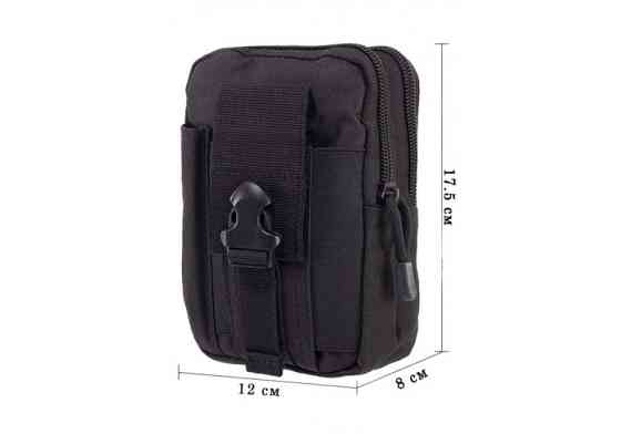 Підсумок-органайзер для телефону, документів та особистих речей чорний (тактичний утилітарний, на РПС, пояс, жилет, ремінь, MOLLE) Коломия