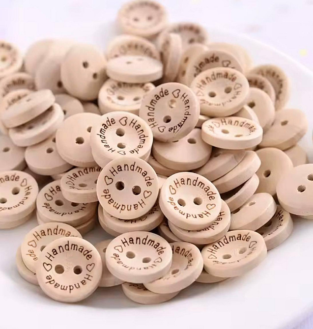 Пуговицы деревянные Handmade 15 мм набор 50 шт для рукоделия Киев - изображение 2