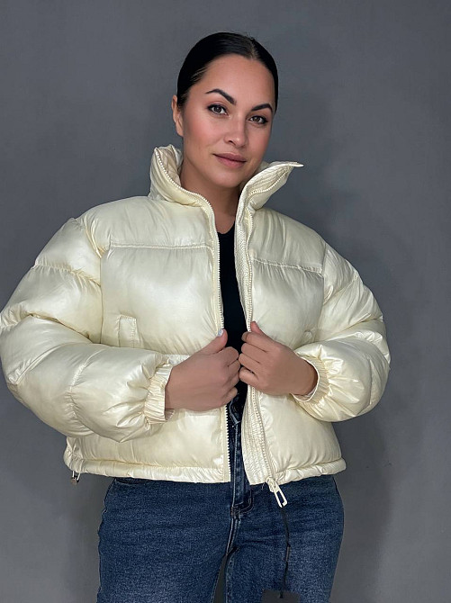 Куртка жіноча Lady Yep 10015 коротка глянцева пуффер молочна, молочний, 42 Київ - фото 8