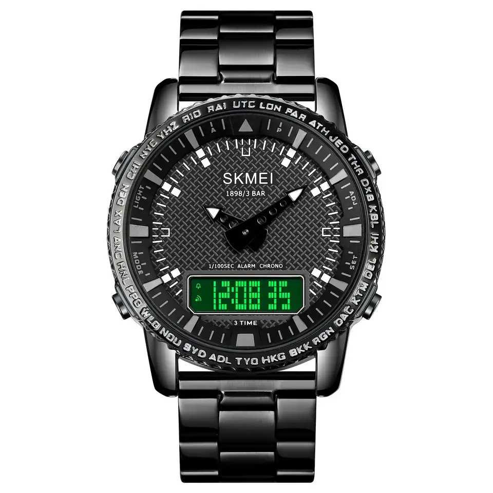 Чоловічий наручний годинник Skmei 1898 (Чорний з чорним табло) Вінниця - фото 2