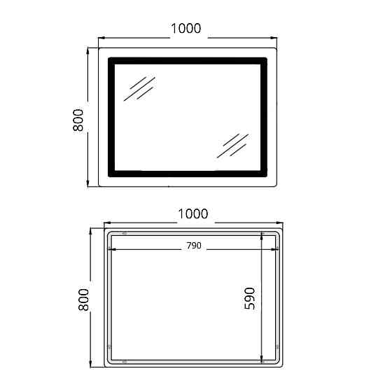 Дзеркало Qtap Cardinal (CA2) 1000х800 з LED-підсвіткою Touch, з антизапотіванням, з димером, темп. кольору (3000-6500K) Київ