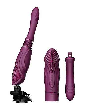 Компактна смарт секс-машина Zalo – Sesh Velvet Purple, 2 насадки, пульт ДК, кристал Swarovski Sex Aura Київ