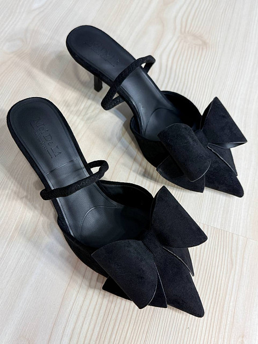 Туфлі жіночі Meideli F566-53 slingback човники з бантом екозамша чорні, 38, 24 см Київ - фото 6