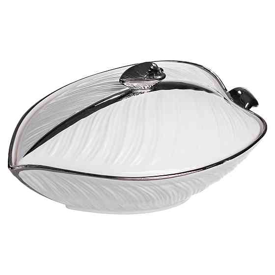 Супниця 800 (мл) порцелянова 26×18×14 (см) з кришкою Білий з сріблом XL-4074AS Коломия