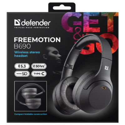 Наушники Defender FreeMotion B690 Bluetooth Black (63690) Винница - изображение 10