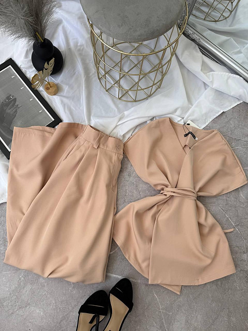 Жіночий базовий брючний костюм-двійка з креп костюмки Беж, 42/44 Одеса - фото 6