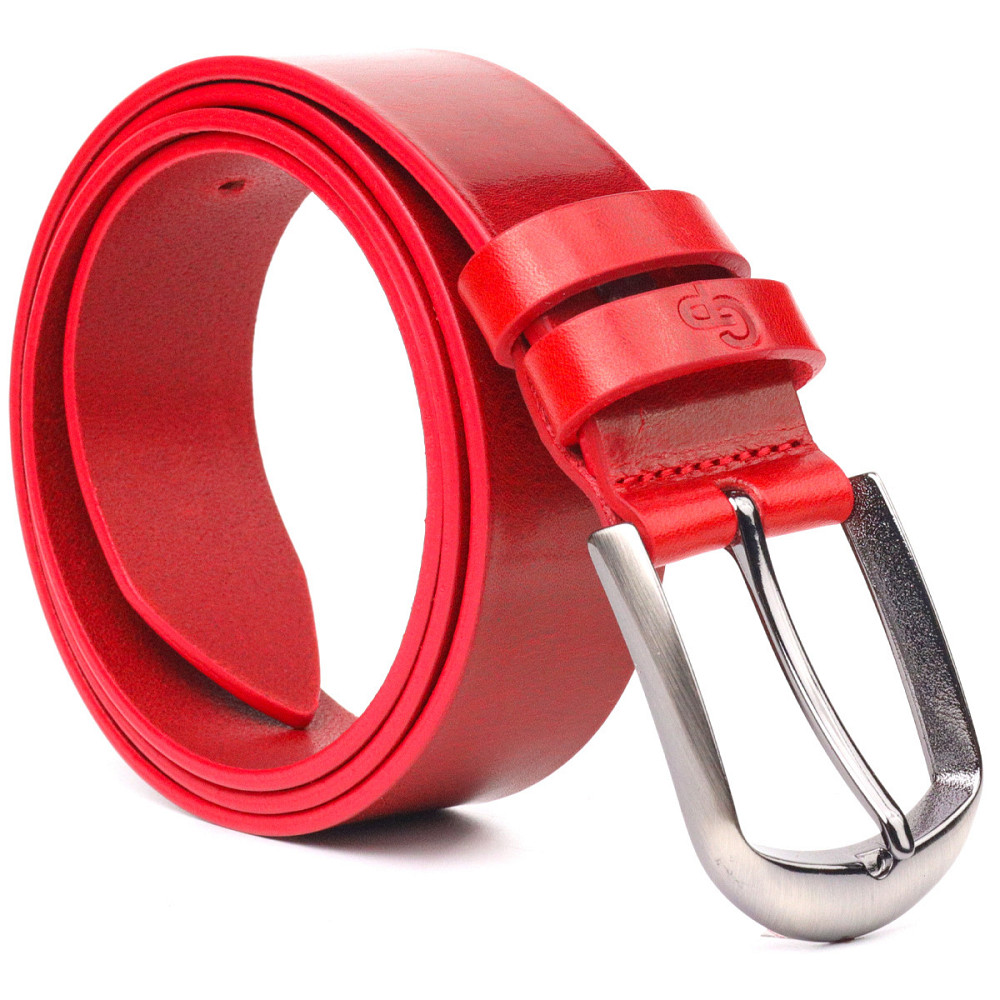 Женский яркий ремень из натуральной кожи Grande Pelle 21457 Красный Киев - изображение 2