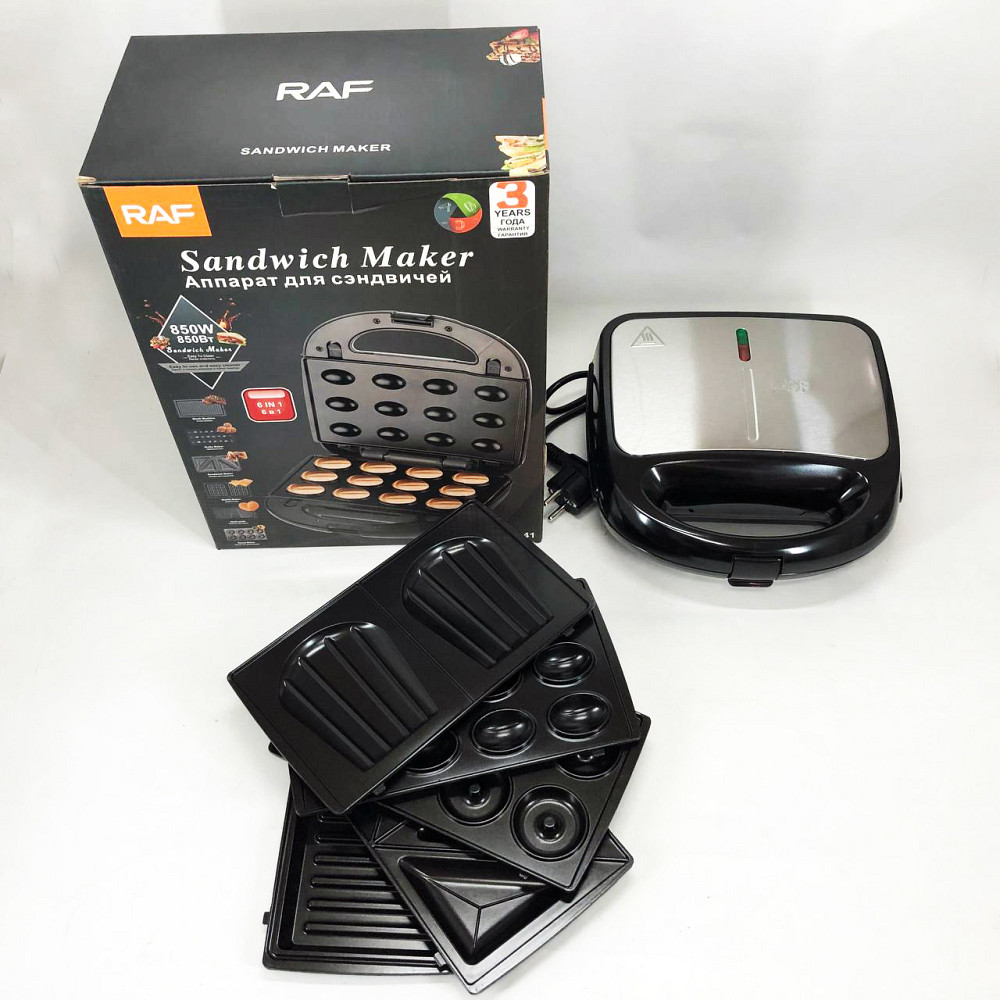 Бутербродниця електрогриль RAF R.541 6 в 1 850 Вт, Домашня бутербродниця, Гриль контактний побутовий AD-55 Івано-Франківськ - фото 5