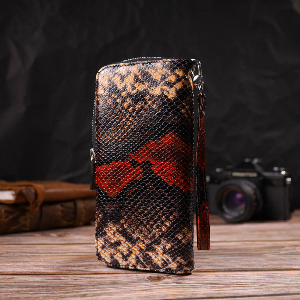 Оригінальний гаманець для жінок з натуральної фактурної шкіри з тисненням під змію CANPELLINI 21722 Різнокольоровий Київ - фото 9